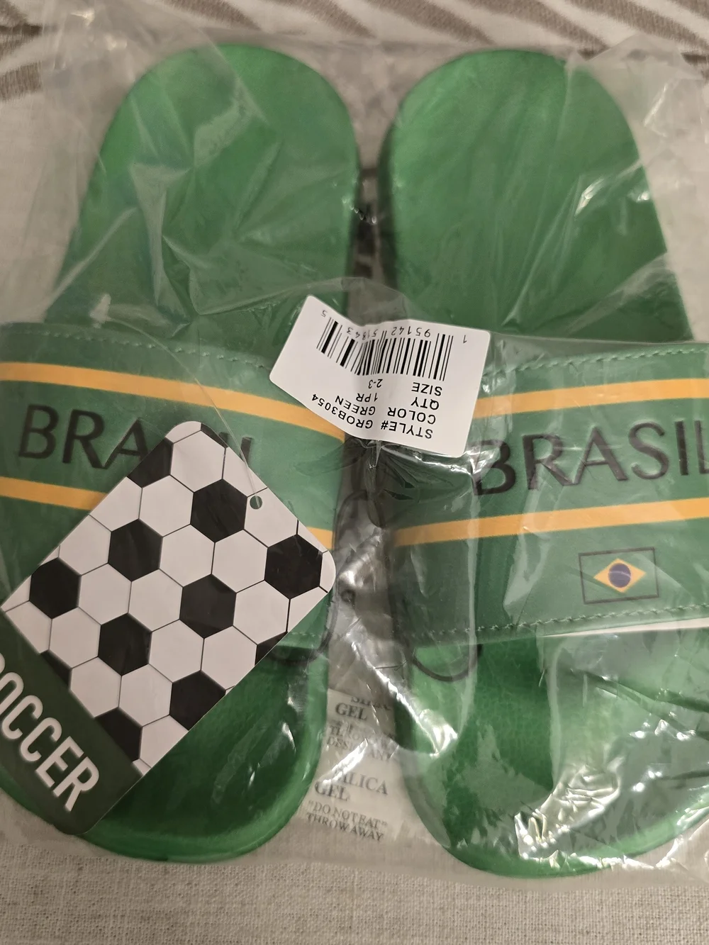 Kids Soccer Fan FIFA Slide Sandals – Brasil Brazil Size 2/3 Little Kid Youth